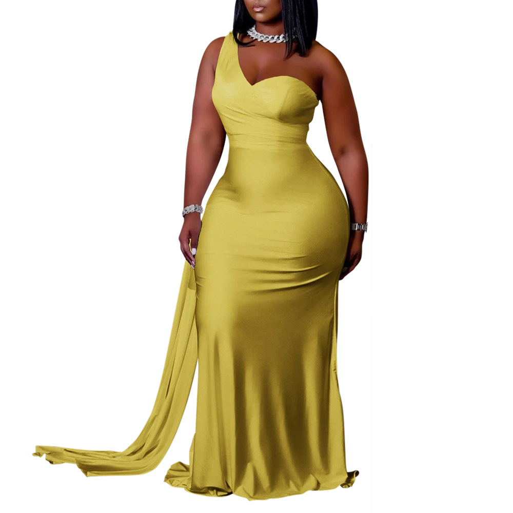 Wholesale Plus Size One Shoulder Floor Length Party Maxi Dresses Qzo070801 Wholesale7 0241