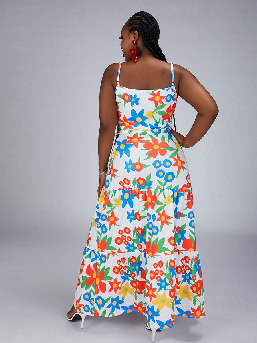 Wholesale Plus Size Flower Print Sleeveless Maxi Dress RZO070702RD ...
