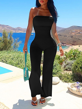 Pure Strapless Tie Wrap Sexy Jumpsuit 