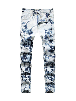 Popular Ruched Tie Dye Jeans For Men 