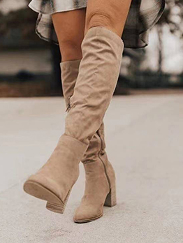 Winter Zipper Chunky Over The Knee Boots