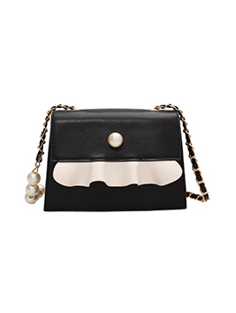 Dating Patchwork Chain Faux Pearl Shoulder Bag