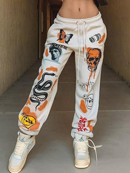 Personality Colorful Print Straight Track Pants 