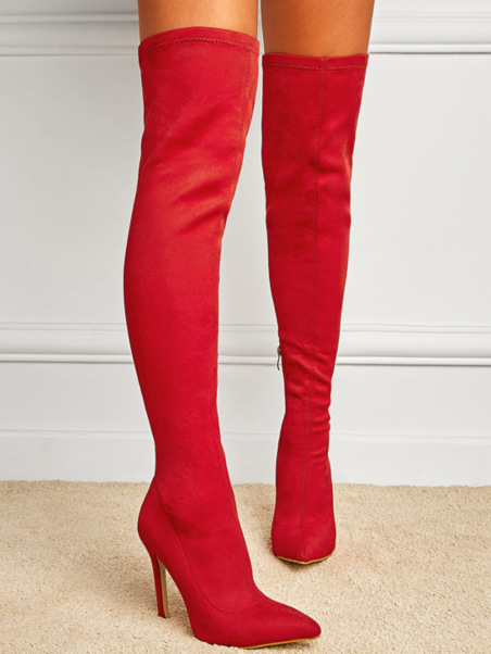 Wholesale Eye-Catching Pure Red Over The Knee Boots RZO072834RD ...
