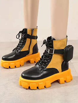 Contrast Color Chunky Soles Winter Combat Boots
