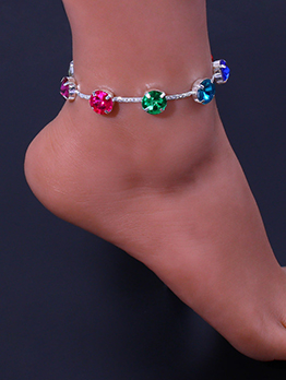 Creative Colorful Rhinestone Single Layer Anklet