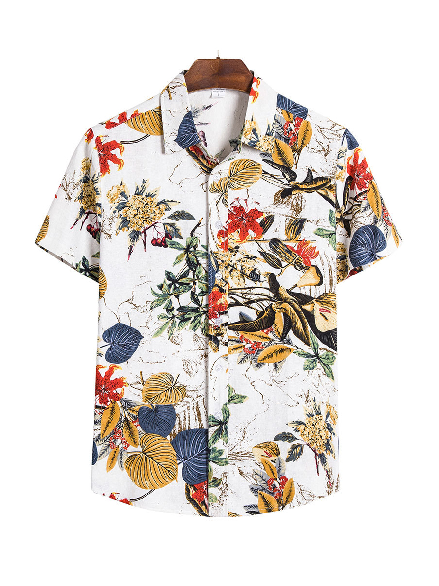 Wholesale New Colorful Print Short Sleeve Shirts BEO080603BI | Wholesale7