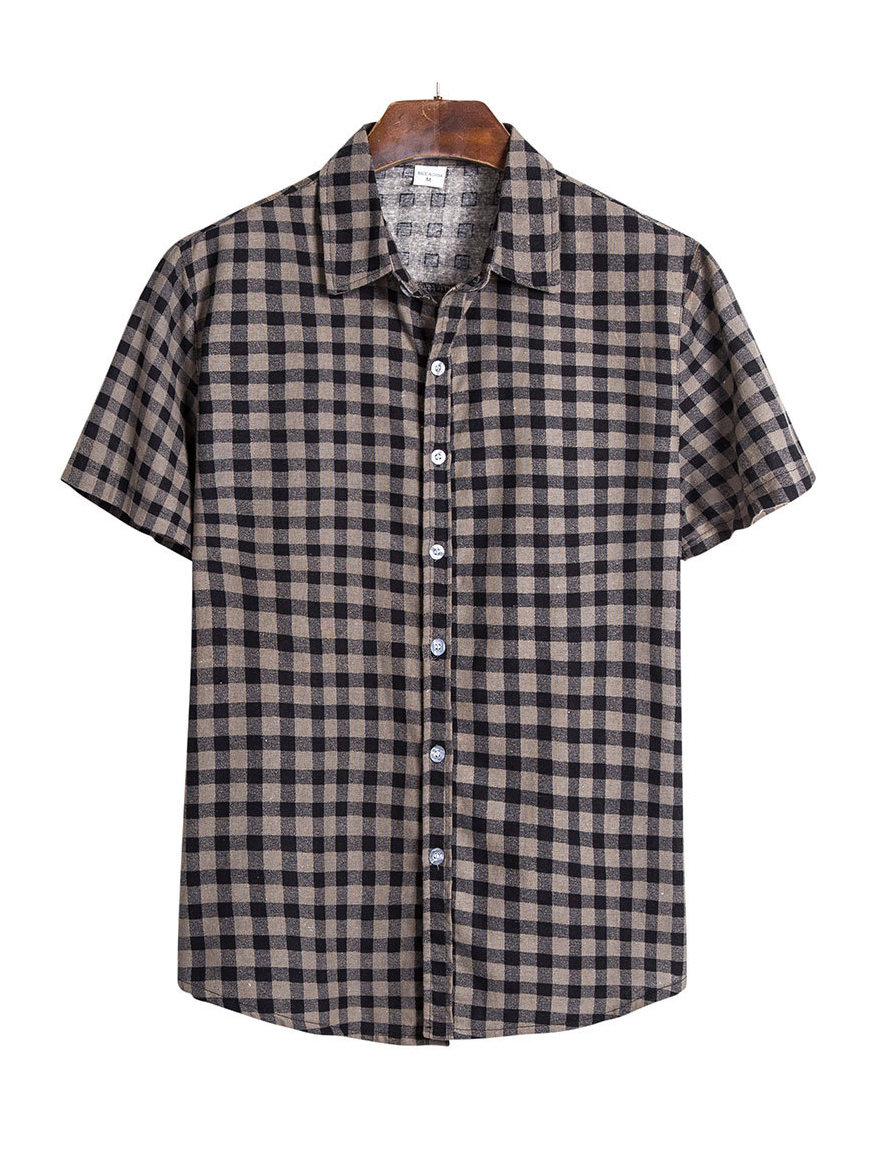 Wholesale Casual Plaid Polo Collar Shirts Men BEO080604 | Wholesale7