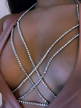 Sexy Shinny Bra Rhinestone Cross Body Chain