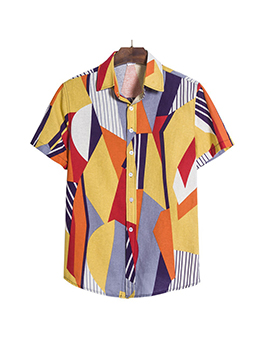 Casual Versatile Multicolored Button Up Shirt For Men