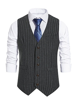 New Striped Single Button Casual Waistcoat 