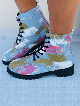 Graffiti Printed Personality Fashion Women Ankle Boots