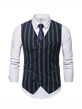 Fashion Striped Single Breasted Waistcoat For Men