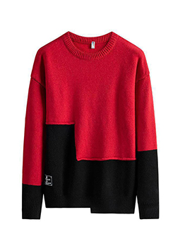 Trending Casual Contrast Color Loose Autumn Sweater