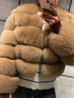 Plus Size Patchwork Faux Fur Fitted Coat