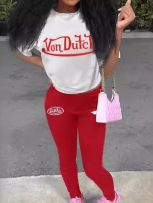 Letter Printed Loose Pullover Pant Sets