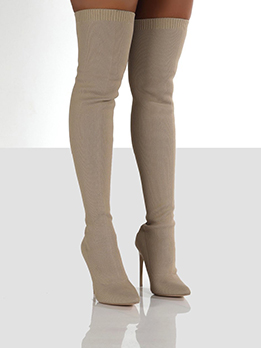 Fashionable Solid Thin Heels Over The Knee Boots