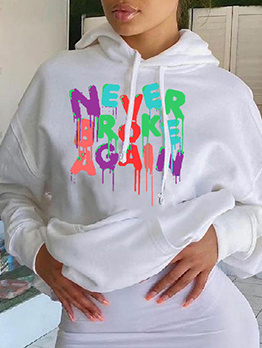 Youthful Colored Letter Loose Sweater Hoodie