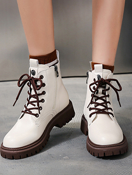 British Style Contrast Color Chunky Martin Boots 