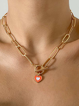 Cool Chain Hollow Out Double Heart Necklaces