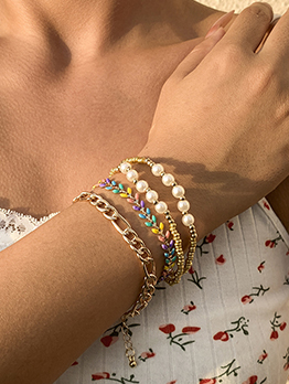 Adorable Faux-Pearl Colored Bracelet Set