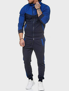 Plush Contrast Color Hoodie With Long Pants 