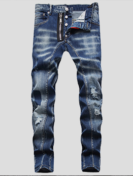 Trendy Skinny Mid Waist Versatile Men Jeans