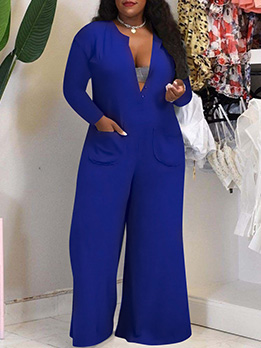 Casual Solid Loose Plus Size Jumpsuits