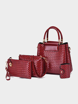 Weave Versatile Travel Solid Shoulder Handbag Sets