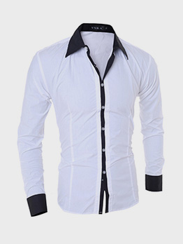 Autumn Contrast Color Long Sleeve Shirts For Men 