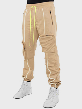 Sporty Reflective Pulling Ropes Cargo Pants Men