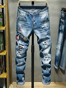 Popular Hollow Out Springy Regular Jeans