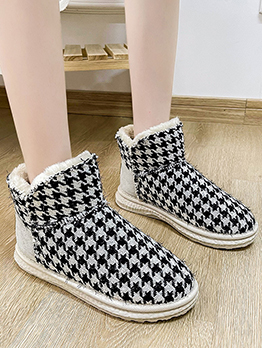 Winter Houndstooth  Winter Snow Ankle Boots  For Women