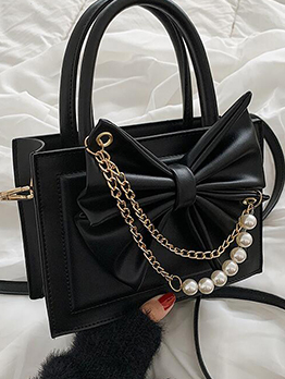 Trendy Fashion Bow White Faux Pearl Handbag