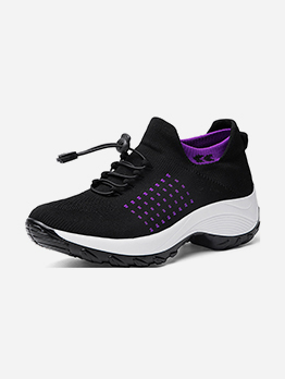 Sport Contrast Color Knitted Running Shoes 