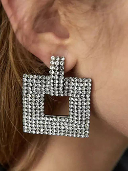 Shinny Square Hollow Out Geometry Earrings