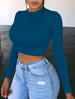 Fashion Fitted Long Sleeve Cropped T-Shirt