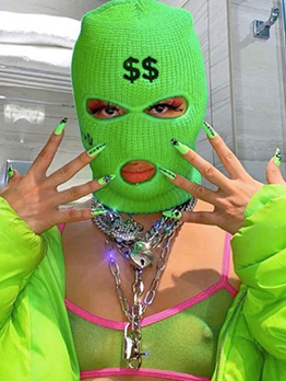 Knitted Embroidery Letter Dollars Ski Mask