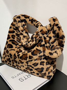 Easy Matching Leopard Plush Tote Bag For Women