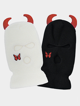 Funny Horns Butterfly Knitted Ski Mask