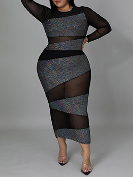 Perspective Sexy Plus Size Long Sleeve Dress