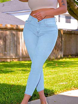 Plus Size Ripped Sexy Ninth Pencil Jeans 