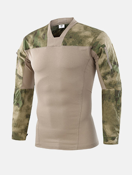 Breathable Army Green Camouflage Men Tee