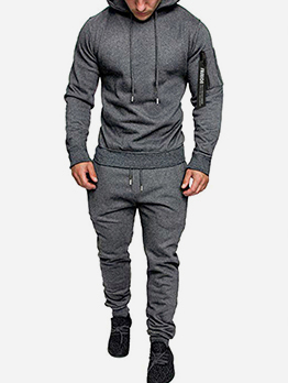 Outdoor Patch Long Sleeve Hoodie With Jogger Pants 