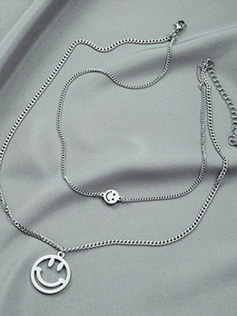 All-Match Solid Smile Double Layer Necklaces