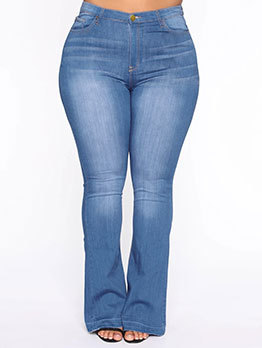 Plus Size Easy Matching High Waist Jeans