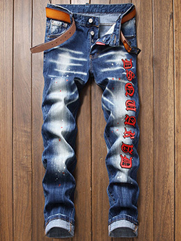 Casual Mid Waist Stylish Cotton Jeans For Men