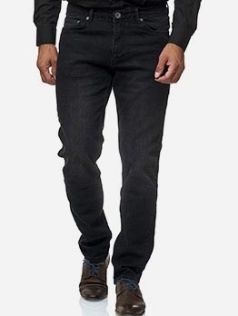 Black Easy Matching Denim Jeans Pant For Men