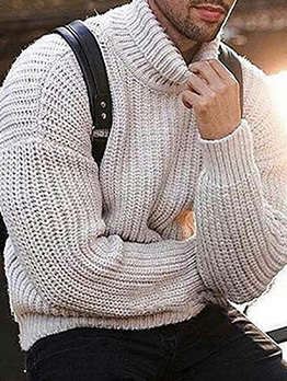 Autumn Solid Turtle Neck Sweater For Men 