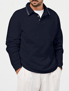 Simple Solid Turndown Collar Versatile Polo Shirts
